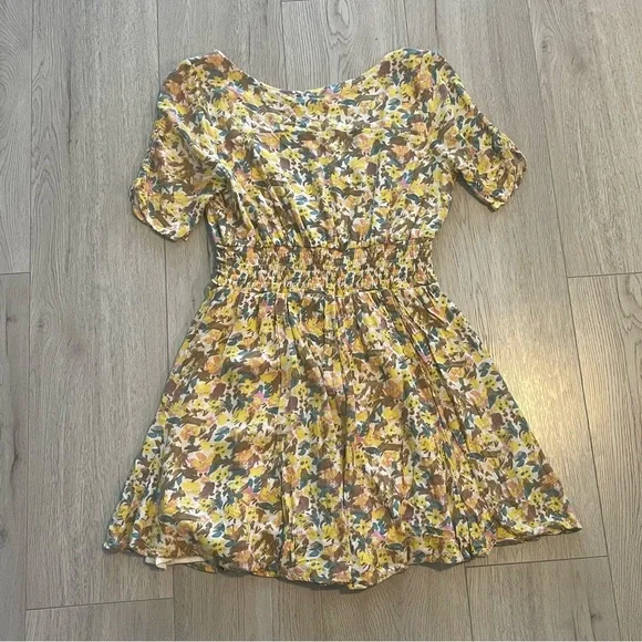 Free People Forget Me Not Mini Dress White & Yellow Ditsy Floral Print - Picture 6 of 6